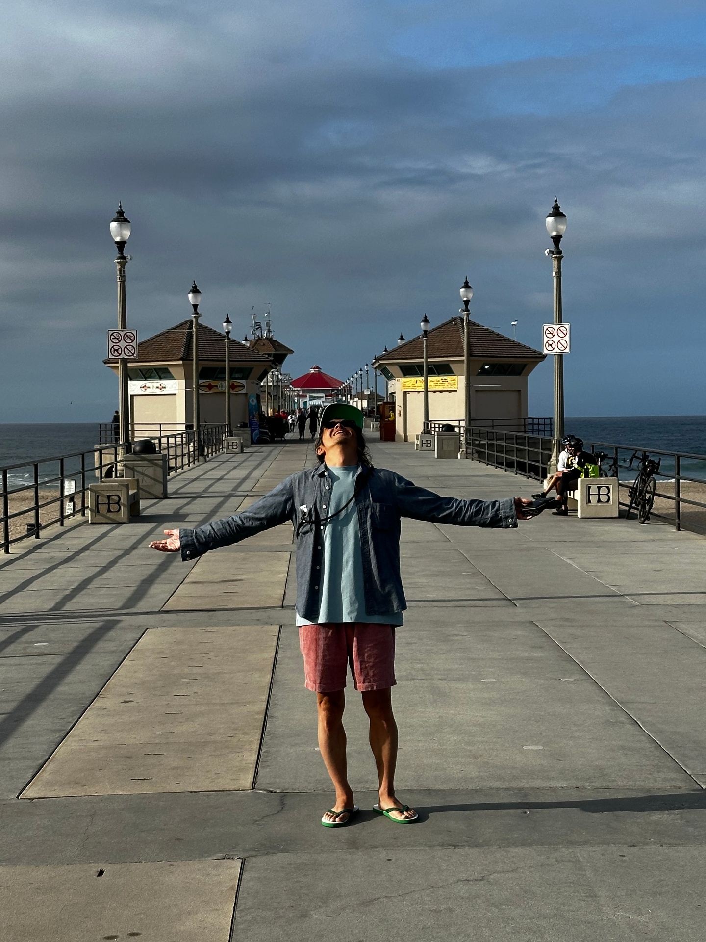 On the pier in Huntington Beach, California — where the U.S. journey continues.