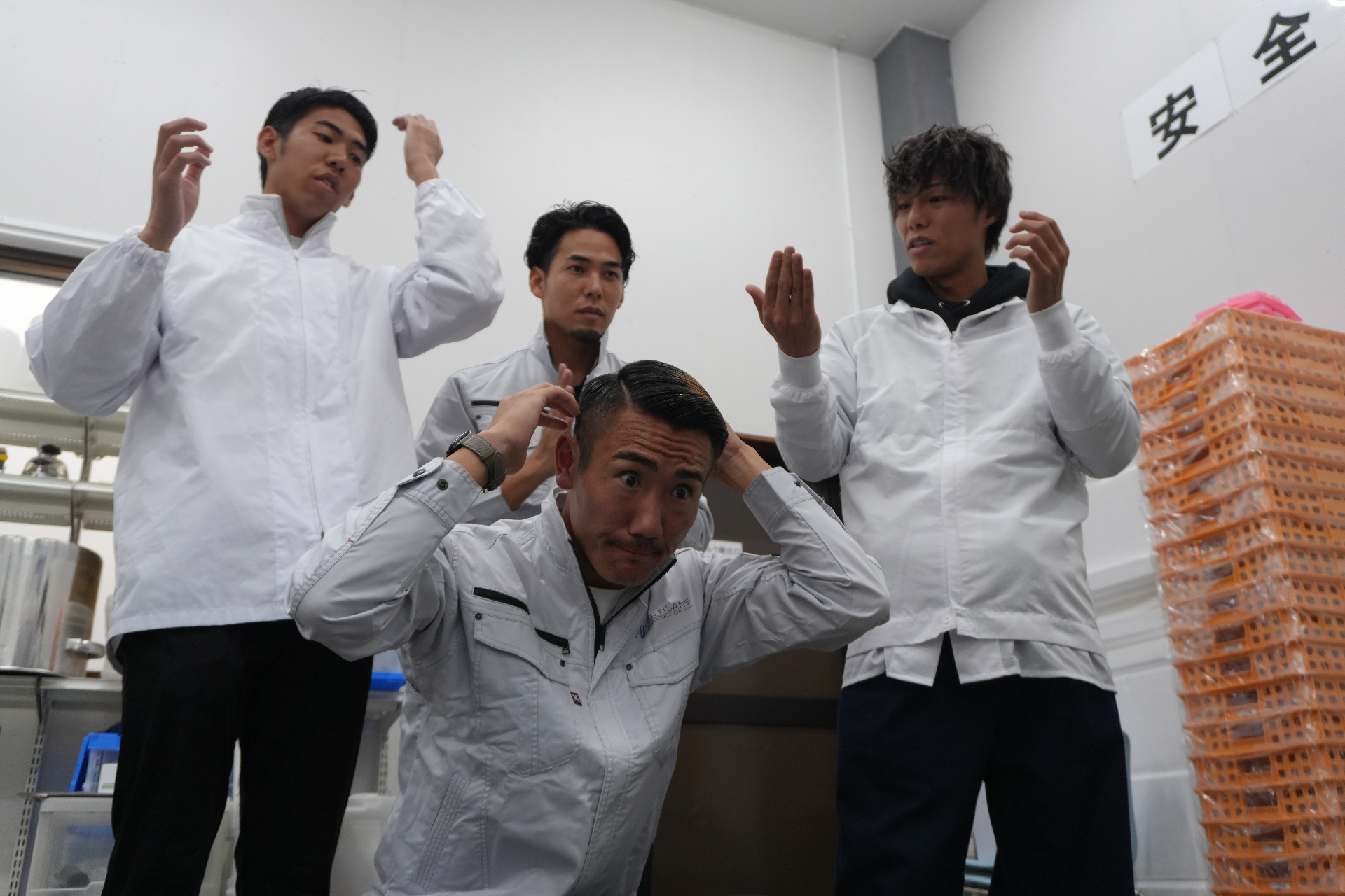 The production team at the plant, where the daily safety-first culture leaves room for a laugh.